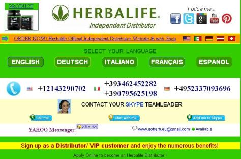 Herbalife Independent Distributor website www.goherb.eu